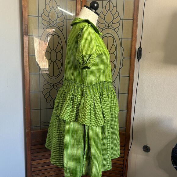 Urban Outfitters Claire Ruffle Babydoll Gingham Oversized Mini Dress Size XS - Picture 3 of 16